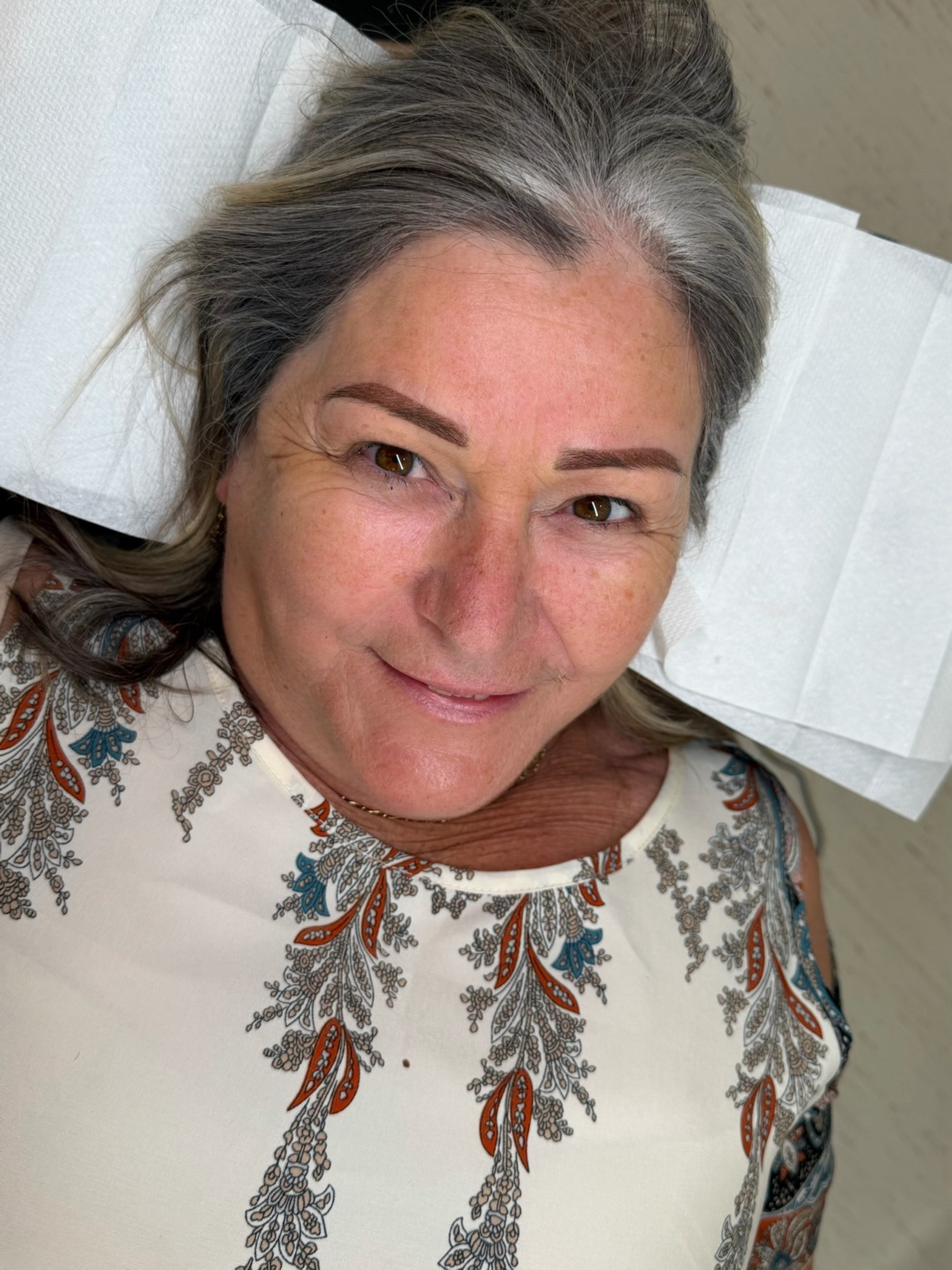 Client after ombré brows